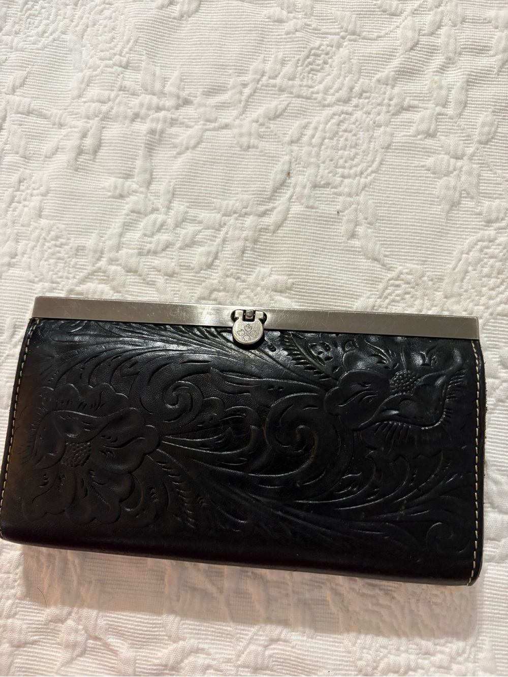 Patricia Nash black embossed leather wallet
